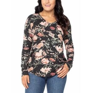 Well Worn Women's Floral Print Long Sleeve Top,‎ Comfy Everyday Blouse L